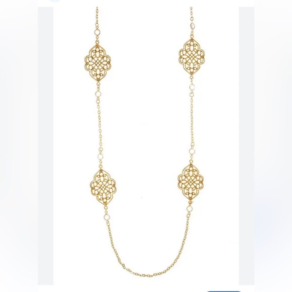 Baz & Bea Gold Filigree Long Necklace